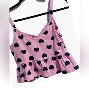 adorable pinkheart crop ruffletop similar to Loveshackfancy (but not) like new